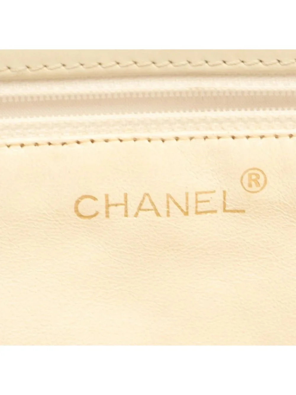 Chanel Tote Quilted White Leather Plastic Chain